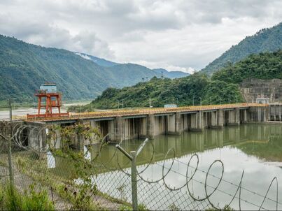 A mega dam on a river in Ecuador